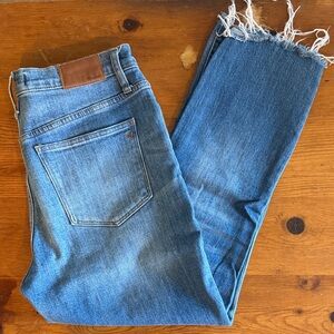 Madewell Blue Cropped Jeans with Frayed Hem